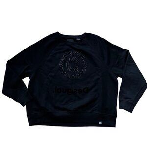 DESIGUAL Love Yourself Love Others Love the World Black Sweatshirt Sweater